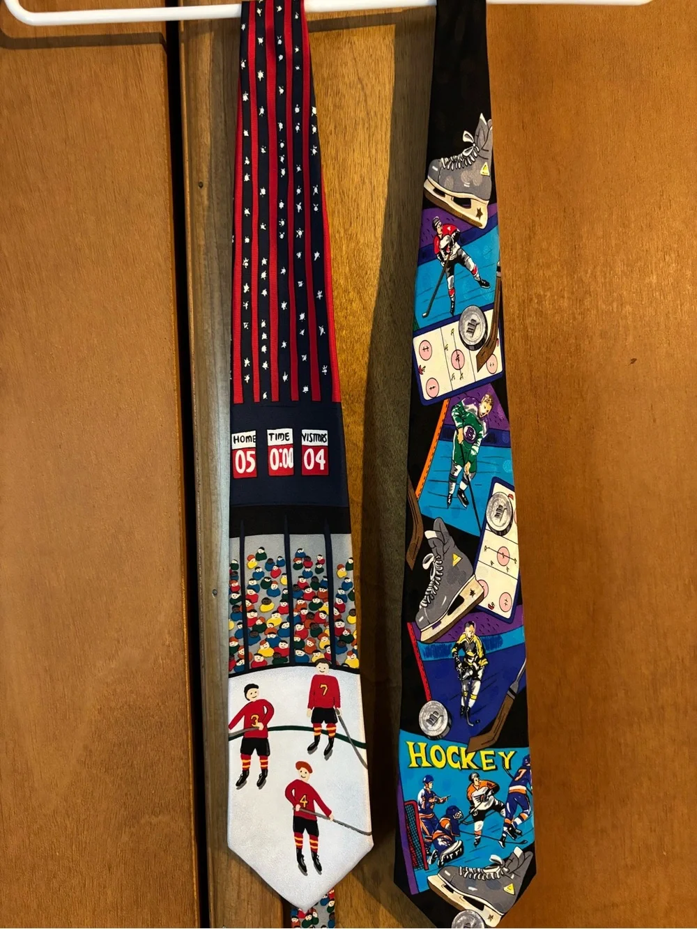 Hockey Print Necktie in Red, Blue and Black